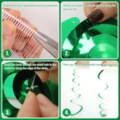 30 PCS Party Swirl Decorations Green Shinny Foil Hanging Swirl Decorations wi…