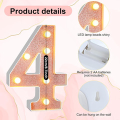 8.7» Birthday Decorative LED Light up Numbers, Glitter Marquee Number Sign for