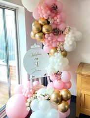 Pink and Gold Balloons Set – 12 Inch Light Pink White Balloons Shiny Metallic…