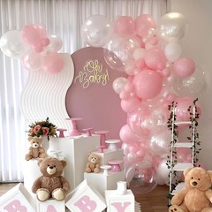 Pink Balloons Light Pink Balloons, Pink and White Clear Balloon 50pcs 12 Inch…