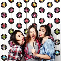 Cindeer 8 Pieces Rock and Roll Party Decorations Retro Record Party Garlands …