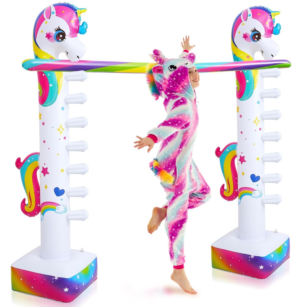 63″ Unicorn Inflatable Limbo Game for Kids Adults – Fun Rainbow Blow-up Unico…
