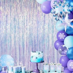 Thicken Iridescent Party Streamers 2 Pack 3.3×6.6 FT, Holographic Foil Fringe