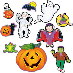 Halloween Cutouts 30-Count – Double-Sided Friendly Decorations Including Ghosts,