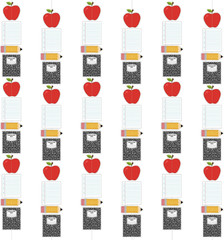 6 Pcs Back to School Garland Decor Pre-Strung Pencil Apple Composition Notebook