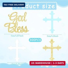 Marspark 300 Pcs Baptism Confetti Glitter Cross God Bless Table Confetti Cross D