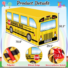 6Ft Back to School Bus Tablecloth Decorations: Welcome First Day of Party Table