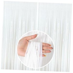 Party Streamers Foil Fringe Backdrop Curtains Tinsel Streamers 2 Pack White