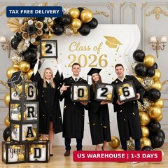 Graduation Decorations Class of 2026-Black and White Graduation Party Decoration