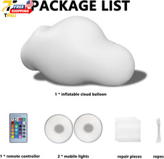 LED PVC Inflatable Cloud Balloons for Wedding/Event/Party Decor 4.92ft Long NEW