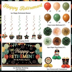 Complete Colorful Retirement Celebration Kit with Banner & Centerpieces – Unisex