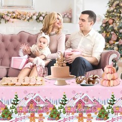 3 Pack Gingerbread Christmas Tablecloths 70.8″x42.5″ Disposable Party Decor