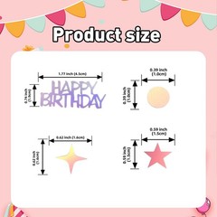 3000 PCS Iridescent Happy Birthday Confetti Metallic Foil Cake Table Scatter