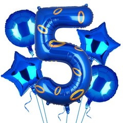 40 Inch Giant Number 5 Foil Balloon With Gold Ring, 2 Pcs 18 inch Round and S…