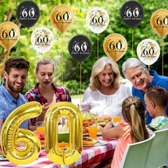60th Birthday Decorations Set, Back in 1966 Black & Gold Party Supplies, 30 Pcs