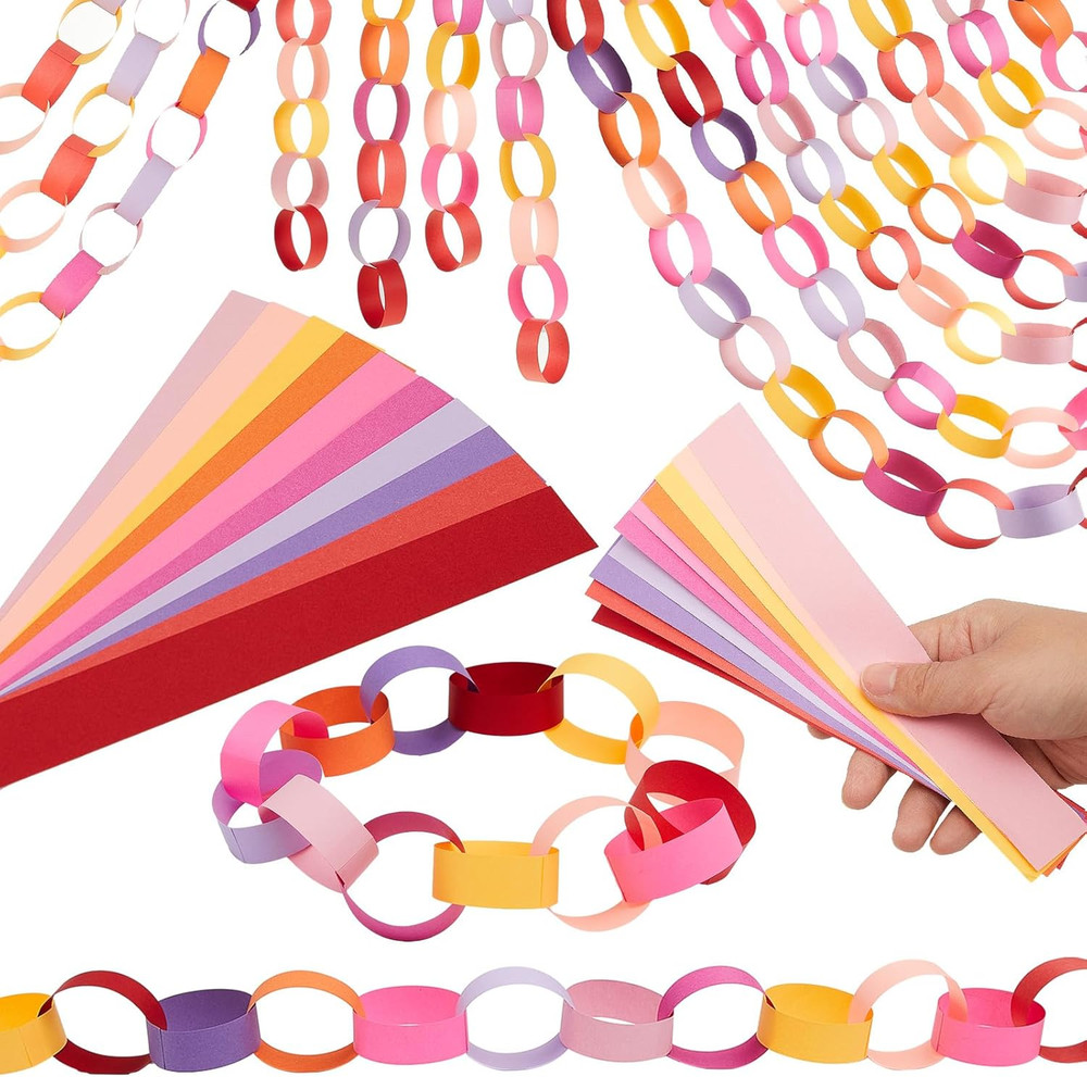 Paper Chain Strips Set 240 Pieces Bright Colors DIY Craft Party Decorations 46