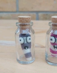 Handmade Leech Jars Bugs Hand Crafted Needle Felted Halloween Goth Decor Set