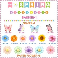 Hello Spring Decorations Banner,Spring Party Decorations includes Colorful