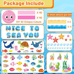 104 Pcs Ocean Theme Bulletin Board Decorations, DIY Sea Animals Octopus Fish Pap