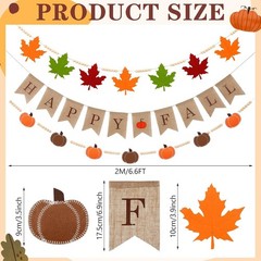 VitalCozy 3 Pcs Pre Strung Happy Fall Banner Felt Happy Fall Garland