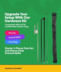 Lookourway Feather Flag Pole Kit 3-Pack Bundle – 7Ft Tall Advertising Banners