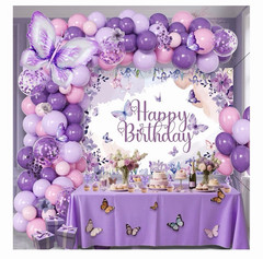 Purple Butterfly Birthday Decorations Balloon Arch Kit – Glitter Butterfly Party