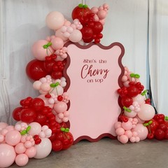 151PCS Cherry Balloon Garland Arch Kit with Red Light Pink Lvory White Pink L…