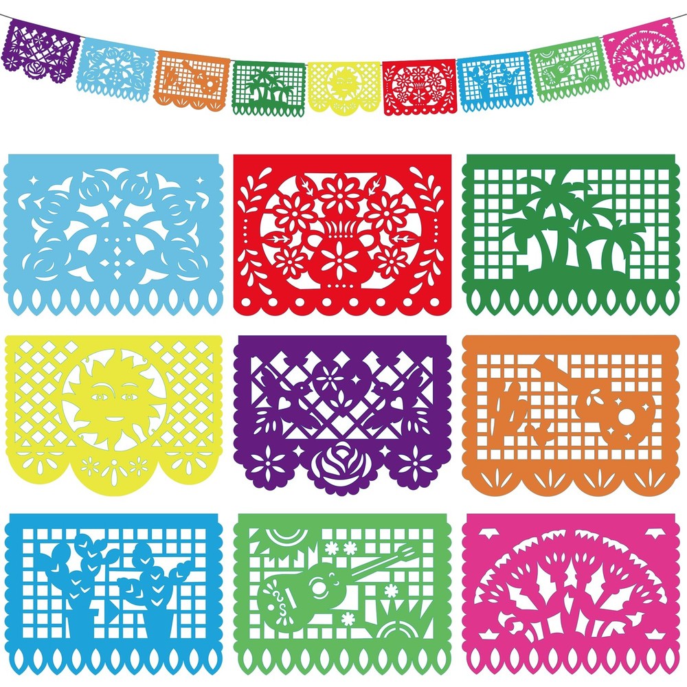 OHOME Cinco De Mayo Decorations – Papel Picado Banner Streams | Mexican Theme Bi