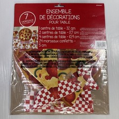 Amscan Pizza Table Decorating Kit 7 Pieces Food Party Red/White NEW FREE S&H