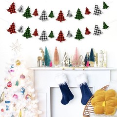 VILIFEVER 2 Pieces Felt Christmas Tree Garland Banner Red, White and Green