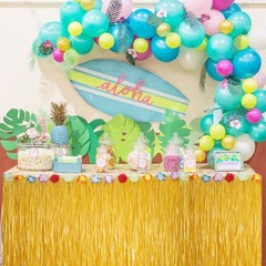 1Pc Luau Grass Table Skirt, Hawaiian Party Decorations Hawaiian Table Skirt 3…