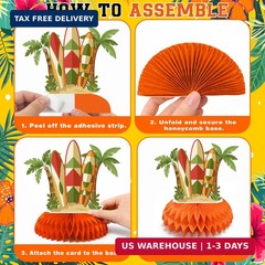 Luau Party Decorations – 9 PCS Hawaiian Honeycomb Table Centerpiece for Tiki and