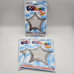 Vintage Silver Holographic Star Foil Balloon 3 Pack USA Made