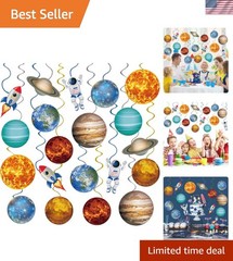 40Pcs Solar System Hanging Swirl Decorations, Outer Space Party Ceiling Hangi…