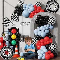 7Pcs Race Car Party Balloon Set, Traffic Light, Checkered Balloons, Tire Balloon