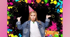 Neon Party Decorations Neon Backdrop for Glow Party Splatter Blacklight Photo