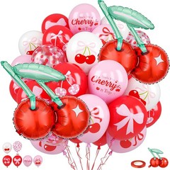 Cherry Balloons, Red Pink White Confetti Latex Balloons with Cherry Foil Ball…