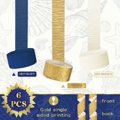 NICROLANDEE Navy Blue Party Decorations – 6 Rolls 6 Count (Pack of 1), gold