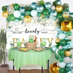 Bear Gender Reveal Backdrop «We can Bearly Wait» Baby Shower Decoration 8×6 ft