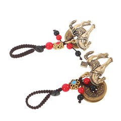 2Pcs Sturdy Brass Lunar New Year Horse Keychains Decorative Lucky Charm for Keys
