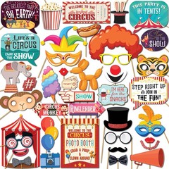 Carnival Photo Booth Props – 41-pc Photobooth Kit with 8 x 10-Inch Sign, 60 A…