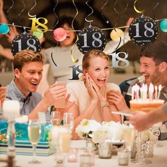 12pcs Mixed Color Hanging Swirls Decorations Party Swirls for 18th Birthday