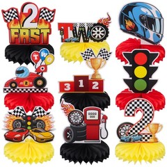 Race Car 2nd Birthday Honeycomb Centerpieces 9 PCS Table Topper Two Fast