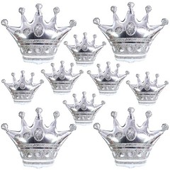 10pcs Silver Crown Balloons, Silver Crown Foil Balloons, Large Aluminum Foil …