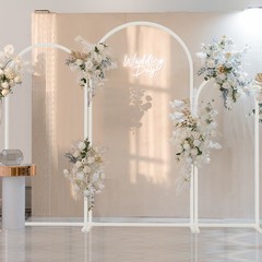 3Piece White Metal Arched Backdrop Stand Multi-Purpose Wedding Flower Arch Frame