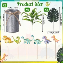 6 Set Dinosaur Party Table Centerpiece Decoration Dinosaur Themed Stick Set I…