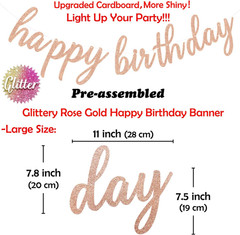 Rose Gold Happy Birthday Decorations – Glittery Rose Gold Happy Birthday Banner