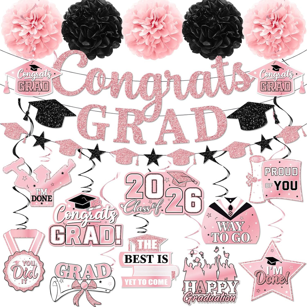 2026 Pink Graduation Decorations,Graduation Decorations Class of 2026 Rose Gold