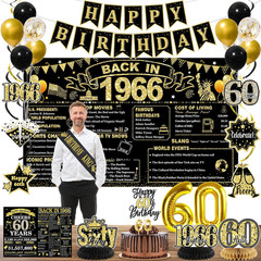 60Th Birthday Decorations, Black Gold 60Th Birthday Decorations for Men, Back in
