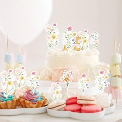 Wildflower Birthday Party Decorations, 40PCS Baby in Bloom Baby Shower Cake D…